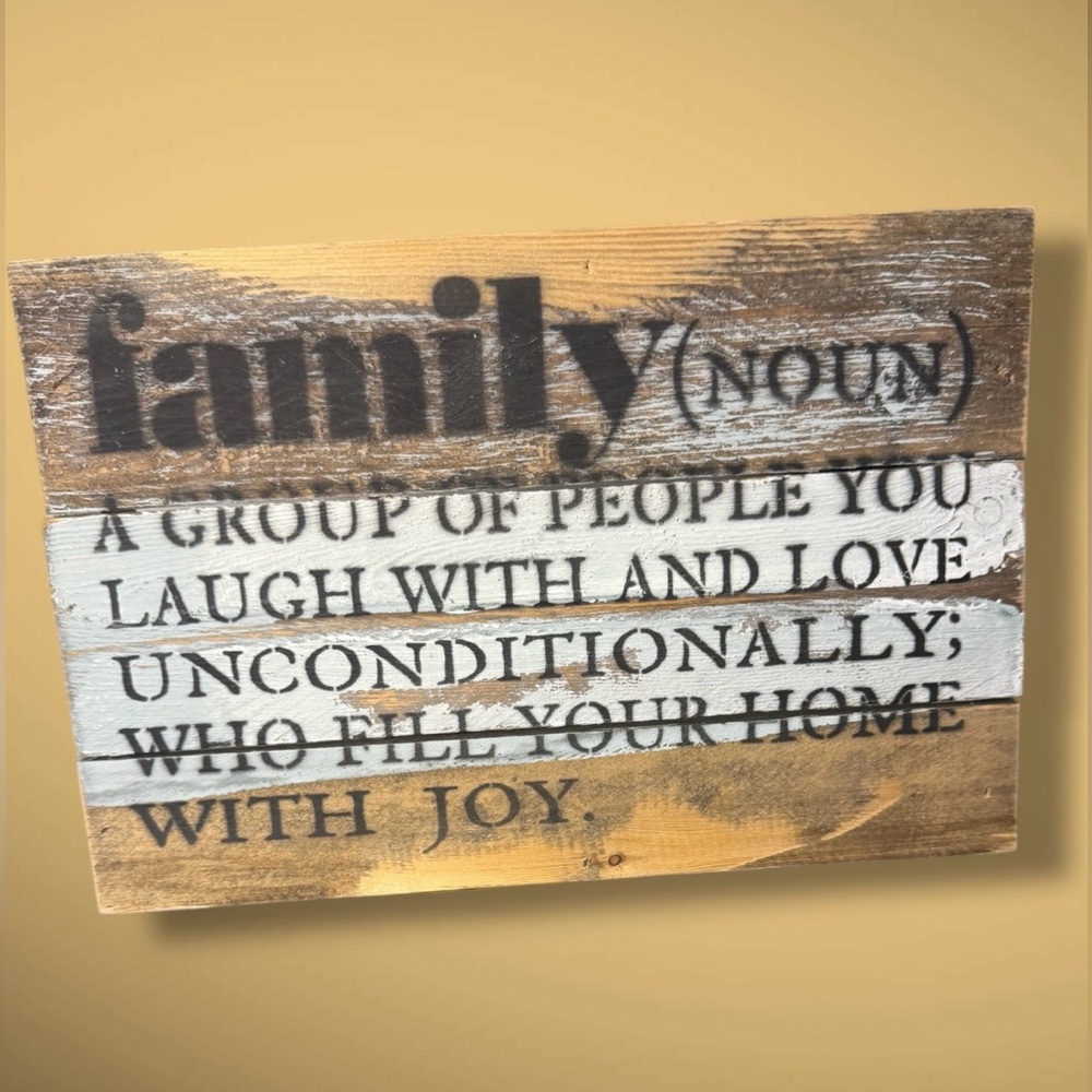 Rustic Family Definition Wall Art 12x8 inches